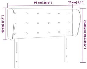 Cabeceira de cama c/ abas veludo 93x23x78/88 cm cinzento-escuro