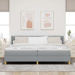 Cama Box com Colchão Cinza Claro - 200 x 200 cm de Tecido