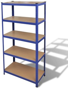 141126 vidaXL 5-Layer Storage Shelf Blue Steel&Madeira de engenharia