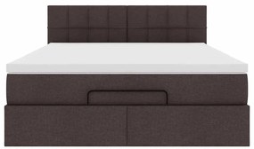 Cama otomana com colchão 140x190 cm tecido castanho escuro
