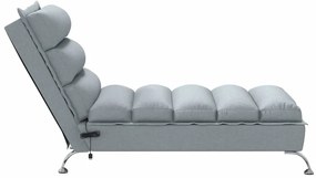 Chaise lounge de massagem com almofadões tecido cinzento-claro