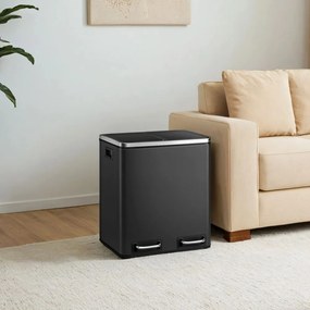 Caixote do lixo com 2 compartimentos 41 x 31,5 x 47 cm preto