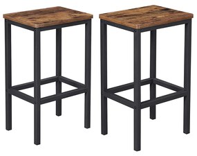 Conjunto de duas banquetas de bar para cozinha com apoio para pés | VASAGLE | 40 x 30 x 65 cm | marrom rústico | LBC65X.