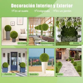 Conjunto de 2 bolas plantas artificiais 39 cm interior e exterior Verdes