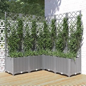 vidaXL Vaso/floreira jardim c/ treliça 120x120x136 cm PP cinza-claro