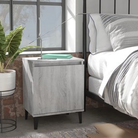 vidaXL Mesa de cabeceira c/ pernas em metal 40x30x50 cm sonoma cinza