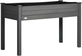 Outsunny Horta Elevada de Madeira 122,5x56,5x76 cm Mesa de Cultivo com Tecido não Tecido e 4 Orifícios de Drenagem para Cultivo de Plantas e Flores Madeira | Aosom Portugal