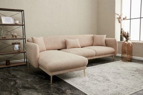 Sofá-Cama de Canto Simena – Bege Dourado – 266x133 cm