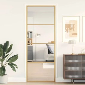vidaXL Porta interior 76x201,5 cm vidro temperado e alumínio dourado