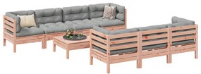vidaXL 8 pcs conj. sofás jardim c/ almofadões madeira abeto-de-douglas