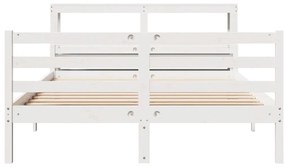 Estrutura de cama c/ cabeceira 150x200 cm pinho maciço branco