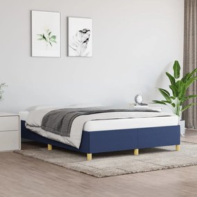 Estrutura de cama sem colchão 140x190 cm tecido azul
