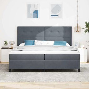 Cama Box Spring com Colchão vidaXL Cinza Escuro 200x200 cm Veludo