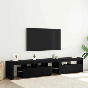 Armários para TV vidaXL 2 pcs com Luzes LED Carvalho Preto Madeira Engenheirada