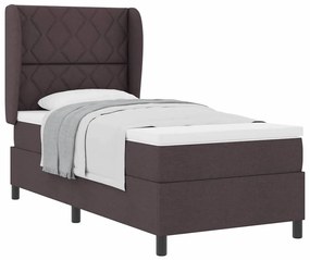 Cama Box com cabeceira Castanho escuro 100 x 200 cm Tecido
