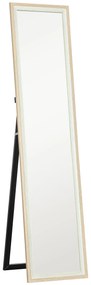 HOMCOM Espelho de Pé 37x157 cm Espelho de Corpo Inteiro com Estrutura de MDF e Suporte Branco e Madeira Clara | Aosom Portugal