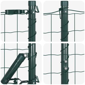 Cerca Euro com 13 Postes de Ancoragem 1.2x25m Aço Galvanizado Verde
