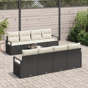 Conjunto de Sofá de Jardim vidaXL de 9 Peças com Almofadas Preto Ratta