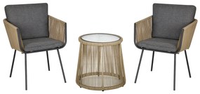 Conjunto de Móveis de Vime Conjunto de Móveis para Jardim 3 Peças Mesa