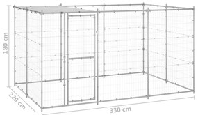 Canil de exterior com telhado 7,26 m² aço galvanizado