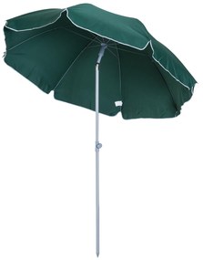 Outsunny Guarda-sol Praia Ø200 cm Diâmetro Telhado Inclinado Poste Removível Pico Inferior Resistente Vento Verde | Aosom Portugal
