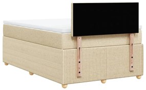 Cama boxspring com colchão 120x190 cm tecido cor creme