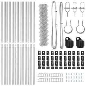 Conjunto de Postes de Cerca Prateado 1.2 x 25 m Aço galvanizado
