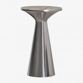 Mesa De Cabeceira Ø30 Cm Em Aço Inoxidável Selmalis Mármore Verde Forest - Sklum