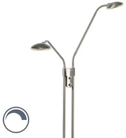 Candeeiro de Pé Moderno de Aço com Candeeiro de Leitura Incl. LED - Eva