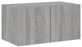 Móvel de parede p/ TV c/ luzes LED 60x35x31 cm cinzento sonoma
