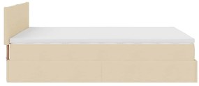 Cama otomana com colchão 140x200 cm tecido creme