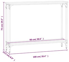 Mesa consola 100x22,5x75cm derivados de madeira carvalho sonoma