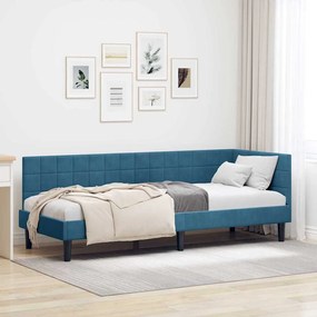 vidaXL Estrutura de Cama de Canto Azul 80 cm x 200 cm Veludo