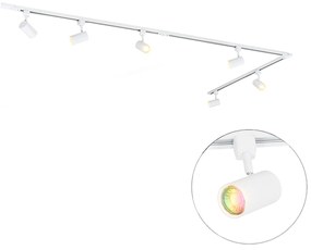 LED Sistema de iluminação de trilho inteligente com 6 focos brancos monofásicos 300cm - Iconic Jeana Moderno