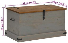 Caixa de arrumação HALDEN 91x48x47 cm pinho maciço cinzento
