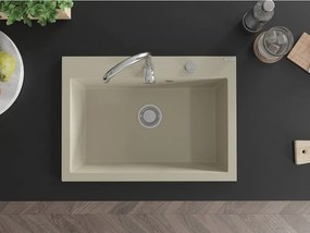Mexen Elix lava-loiça de granito com 1 cuba 700 x 500 mm, bege, sifão cromado - 6526701005-69