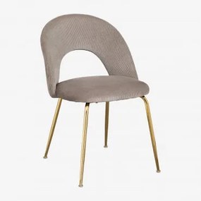 Cadeira De Jantar Em Veludo Glorys Toupeira Claro & Dourado - Sklum