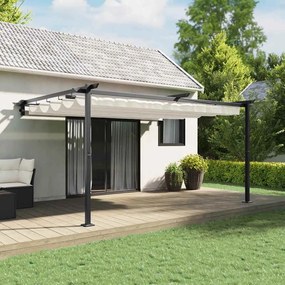vidaXL Gazebo Montado na Parede Creme 3 x 4 m Aço