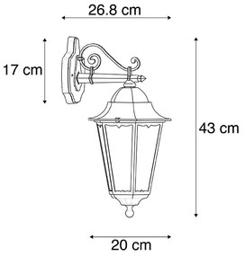Lanterna de parede exterior clássica preta IP44 - Havana Down Clássico / Antigo