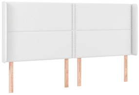 Cabeceira cama c/ LED couro artificial 183x16x118/128 cm branco