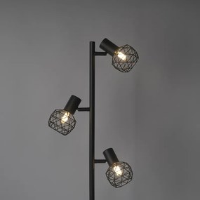 Candeeiro de pé design preto 3 luzes ajustáveis - Mesh