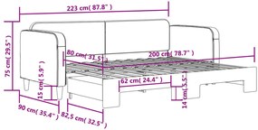 Sofá-cama com gavetão 80x200 cm tecido cor creme