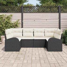 Conjunto de Sofá de Jardim de 6 Peças com Almofadas em Rattan Sintétic
