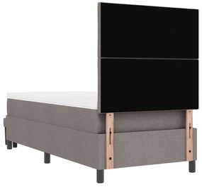 Cama Box Spring com Colchão &amp; Banco Taupe 100x200 cm Tecido