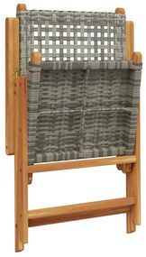 7pcs conjunto de jantar p/ jardim vime PE/ madeira maciça cinza