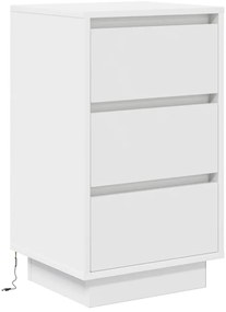 Mesa de cabeceira com luzes LED 38x34x65 cm branco