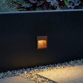 Candeeiro de parede moderno castanho ferrugem quadrado incluindo LED IP54 - Gem