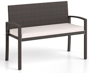 Banco de jardim de vime com espaço de armazenamento Tanque de varanda à prova de intempéries com almofada de assento Capacidade de carga de até 360 kg