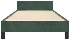 Estrutura de cama sem colchão 90x200 cm veludo verde-escuro