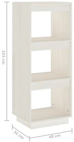 Estante/divisória 40x35x103 cm madeira de pinho maciça branco
